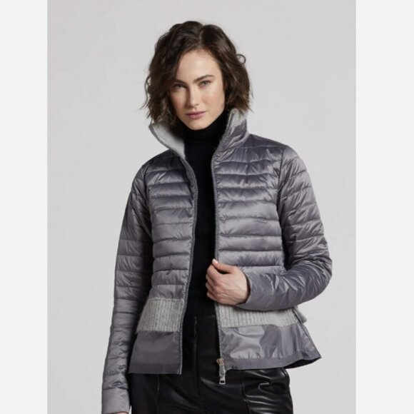 ADROIT ATLELIER Lilly Quilted Puffer Jacket Silver Gray Size Small NWT